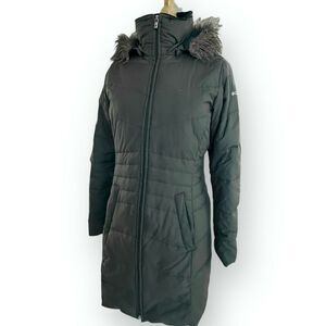 Columbia Down Long Jacket Winter Cozy Waterproof Hooded Coat Olive Green Small